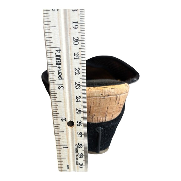 Donald J. Pliner Wedges Women 9.5 M Black Suede Crisscross Toe Ring Cork Sandals - Picture 9 of 11